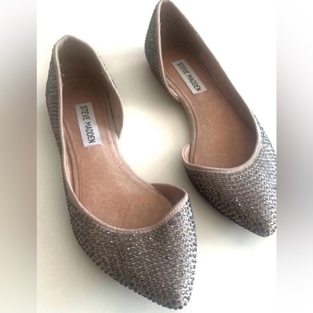 Steve Madden Rhinestone D’Orsay Flats Size 6 Nude Pointed Toe